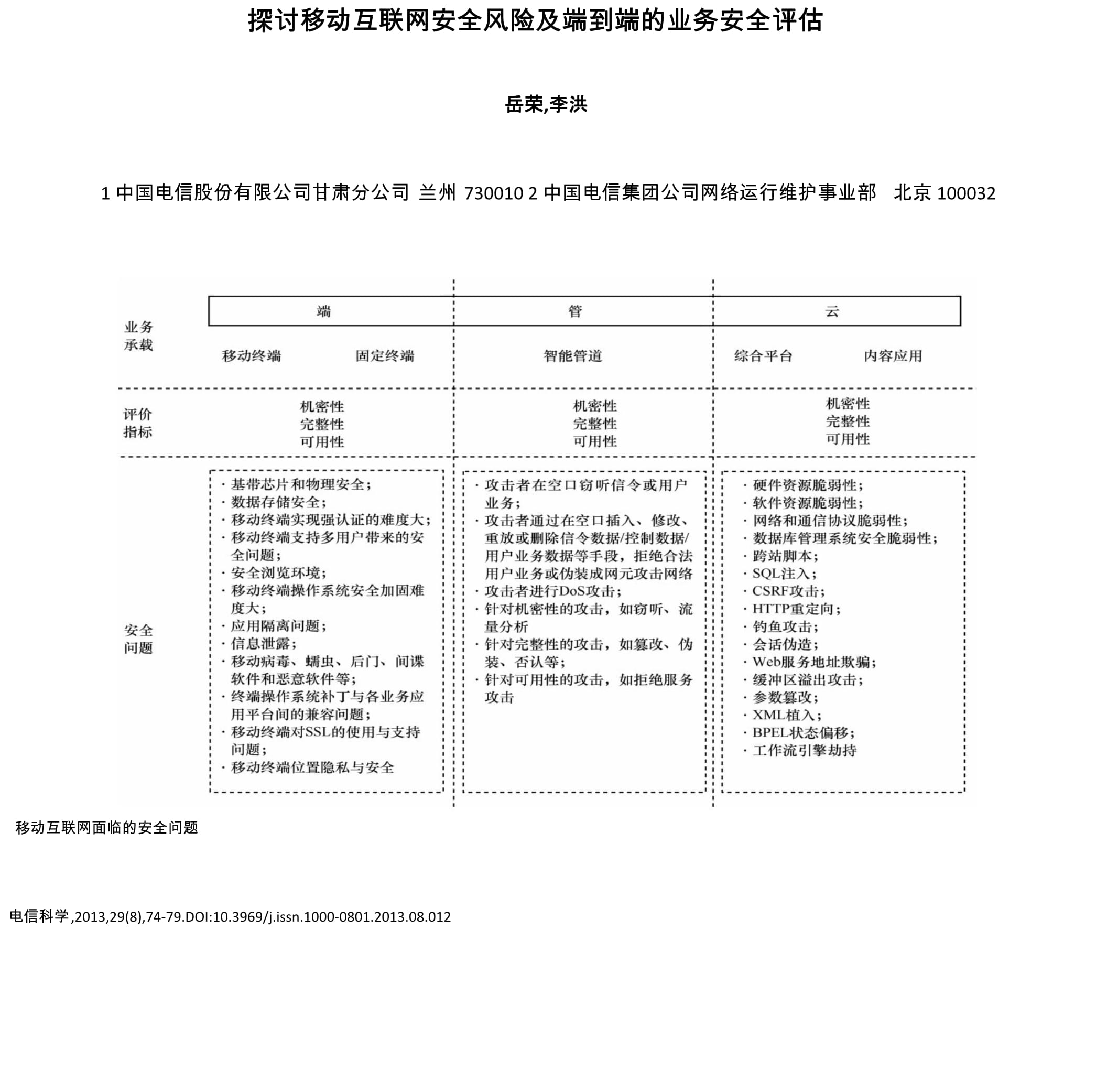 移动互联网时代下的业务安全风险剖析与端到端评估体系构建